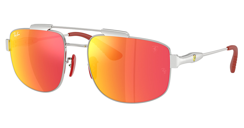 Ray-Ban RB3789M aviator sunglasses in Silver/Grey Mirror Red