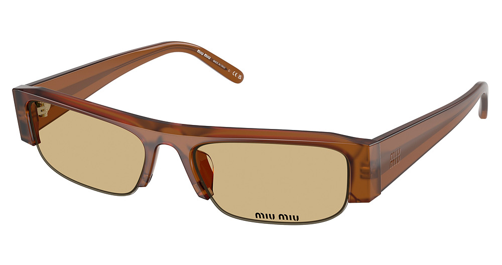 Miu Miu MU B07SF rectangle sunglasses in Opal Ambra/Yellow
