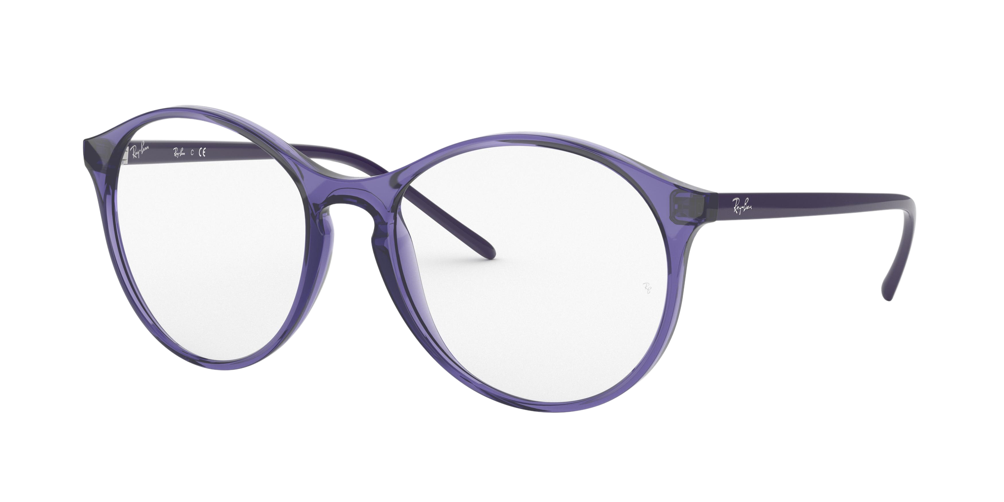 Ray-Ban RX5371 round eyeglasses in Transparent Violet