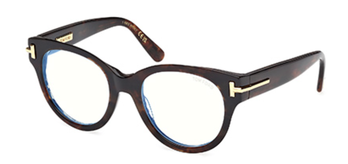 Tom Ford FT6029-B round eyeglasses in Coloured Havana