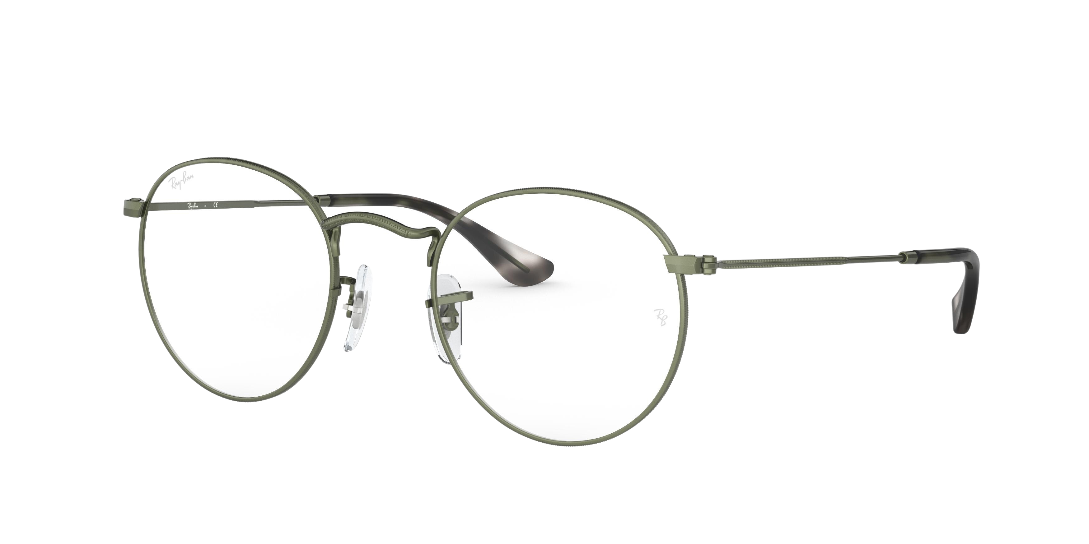 Ray-Ban RX3447V round eyeglasses in Sand Trasparent Green
