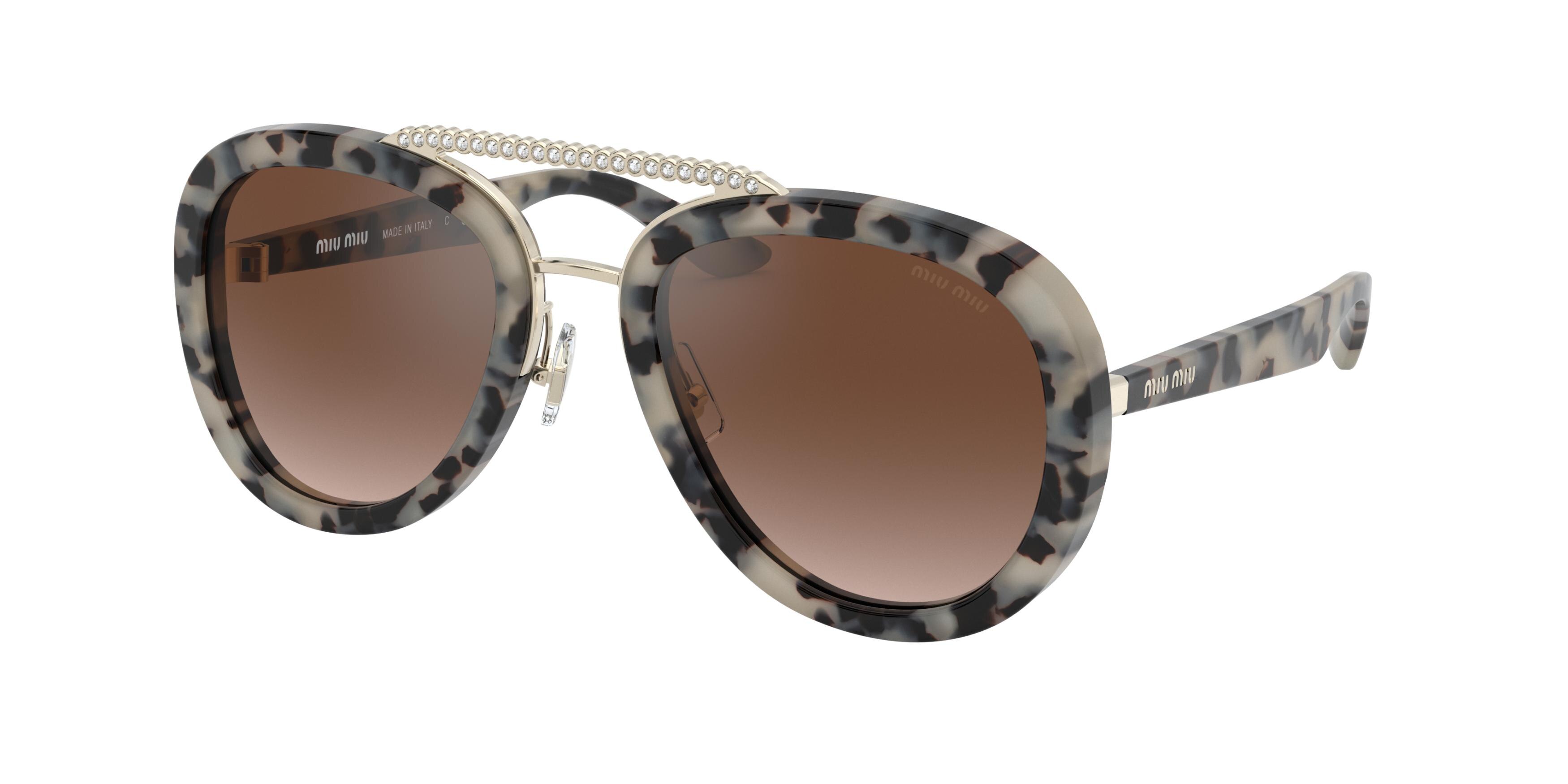 Miu Miu MU 05VS round sunglasses in Havana Sand Brown