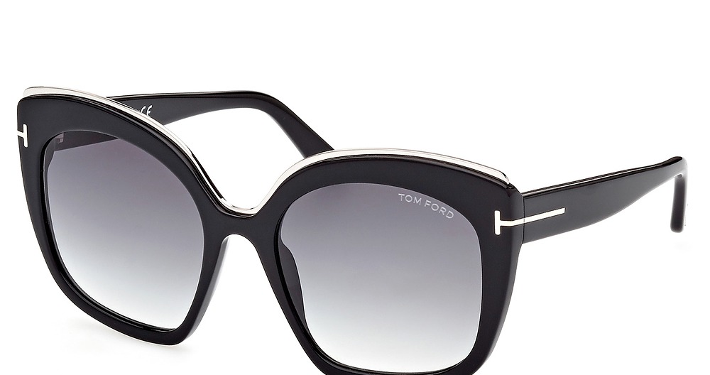 Tom Ford FT0944 irregular sunglasses in Shiny Black/Gradient Smoke