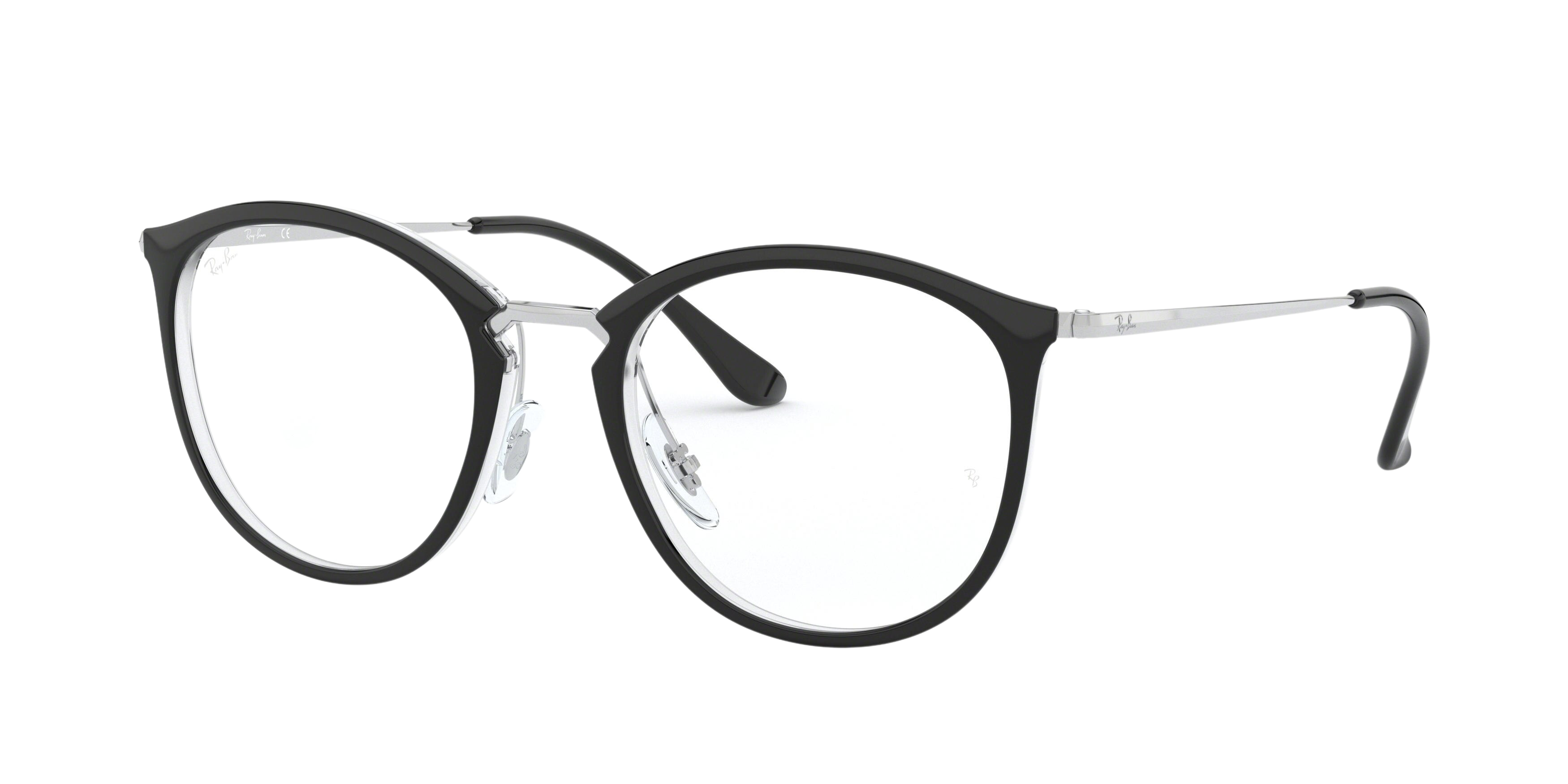 Ray-Ban RX7140 round eyeglasses in Transparent on Top Black