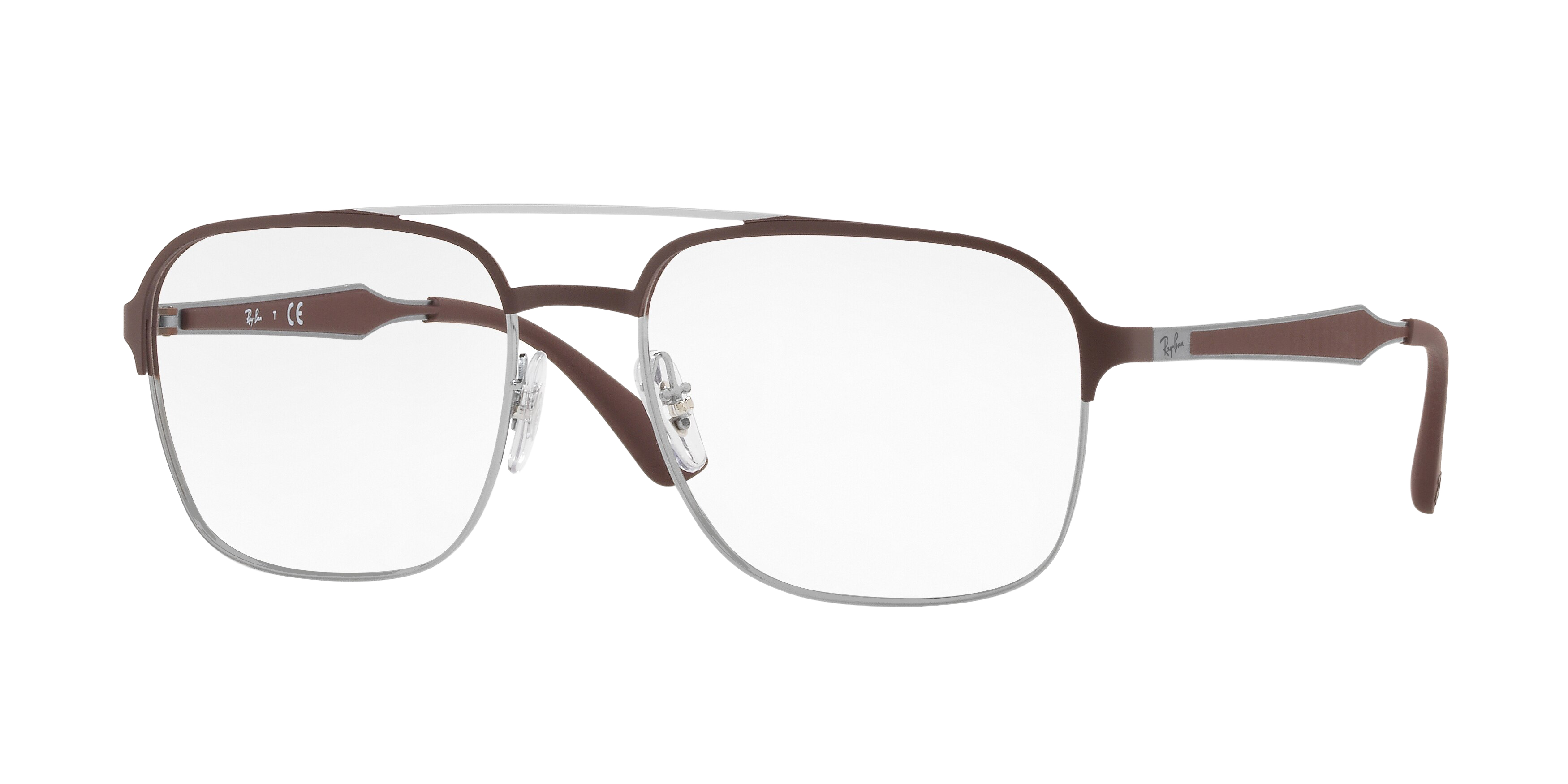 Ray-Ban RX6404 square eyeglasses in Gunmetal/Matte Brown