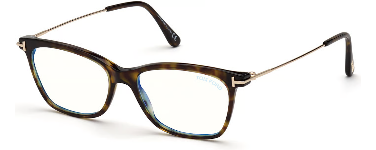 Shiny Classic Dark Havana, Rose Gold Temples/ Blue Block Lenses