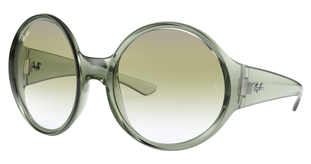 Ray-Ban RB4345 round sunglasses in Transparent Green