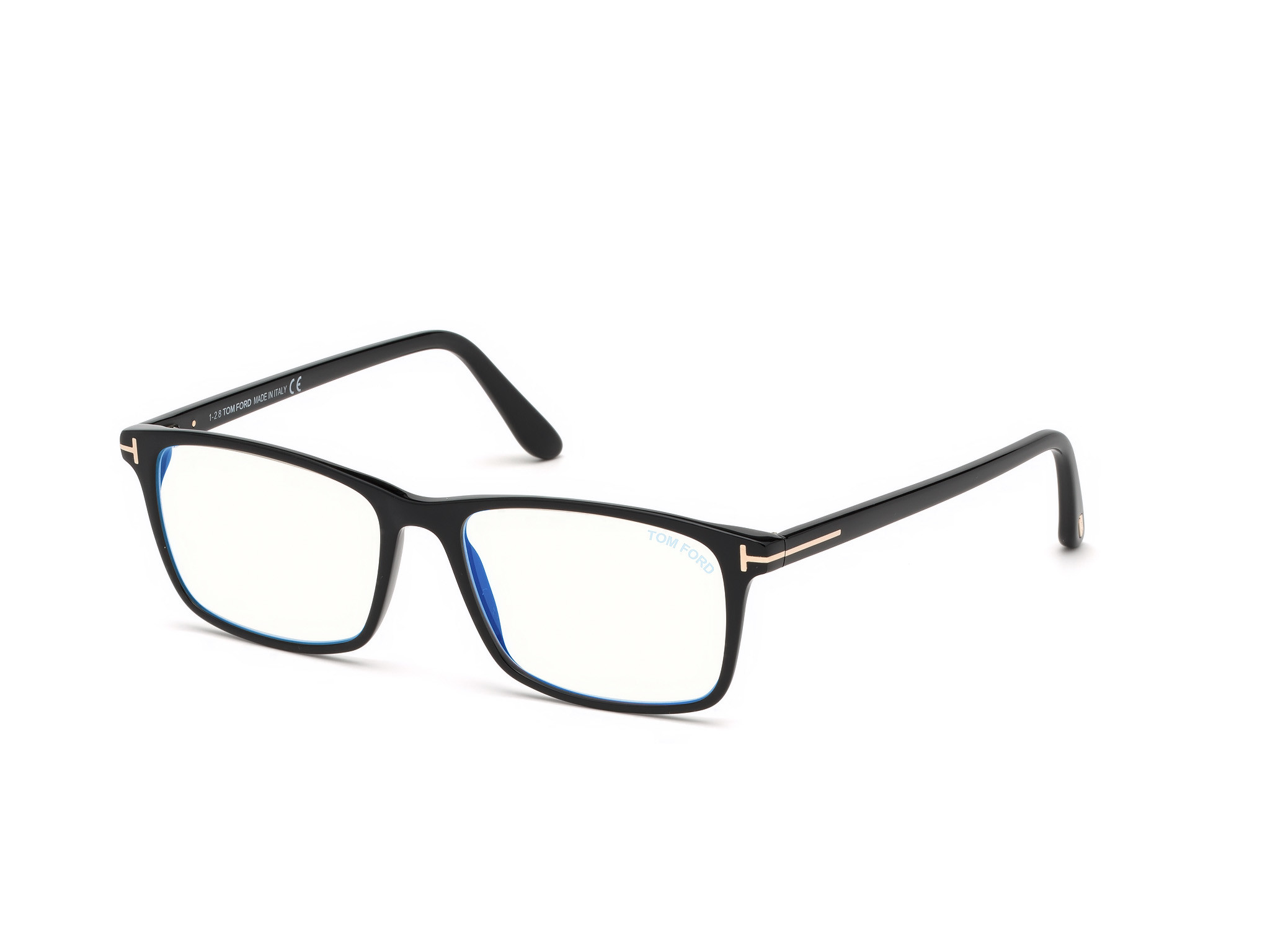 Shiny Black, Rose Gold "t" Logo / Blue Block Lenses