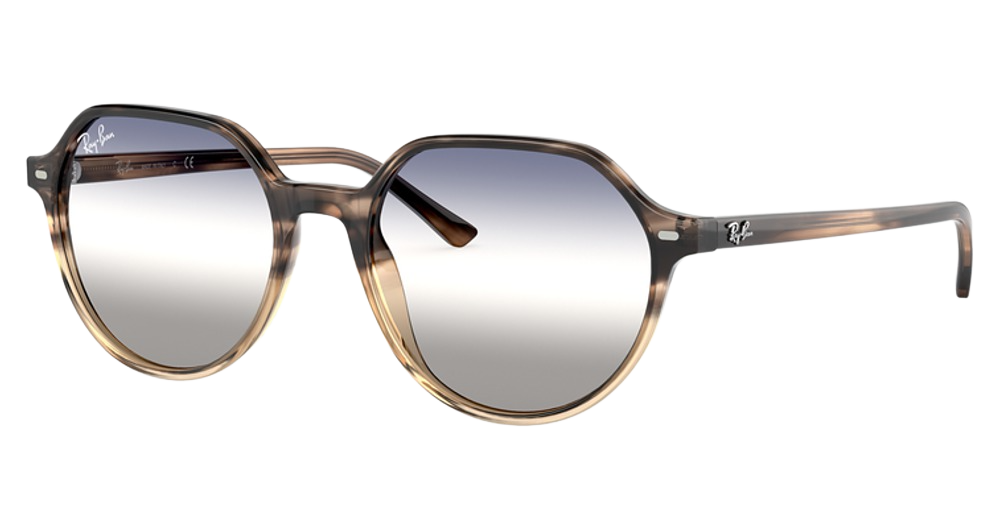 Ray-Ban RB2195 THALIA round sunglasses in Gradient Brown Havana/Clear Gradient Blue