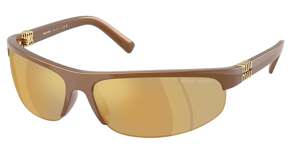Miu Miu MU A02SF rectangle sunglasses in Rust Metal/Brown Mirror Gold