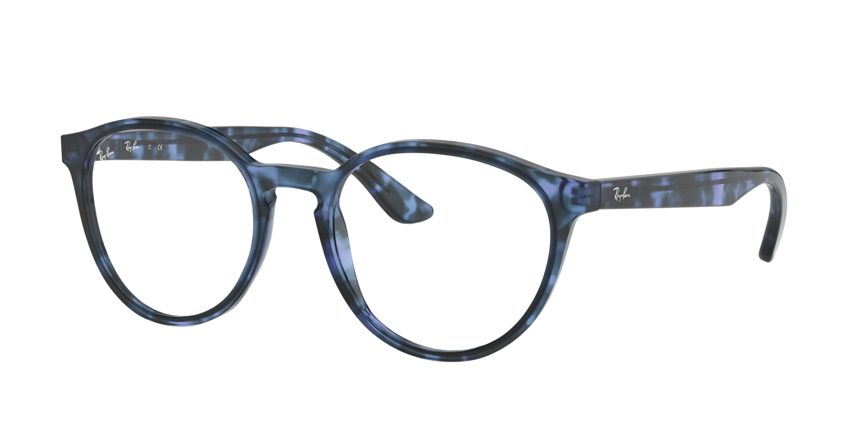 Ray-Ban RX5380F round eyeglasses in Havana Opal Blue
