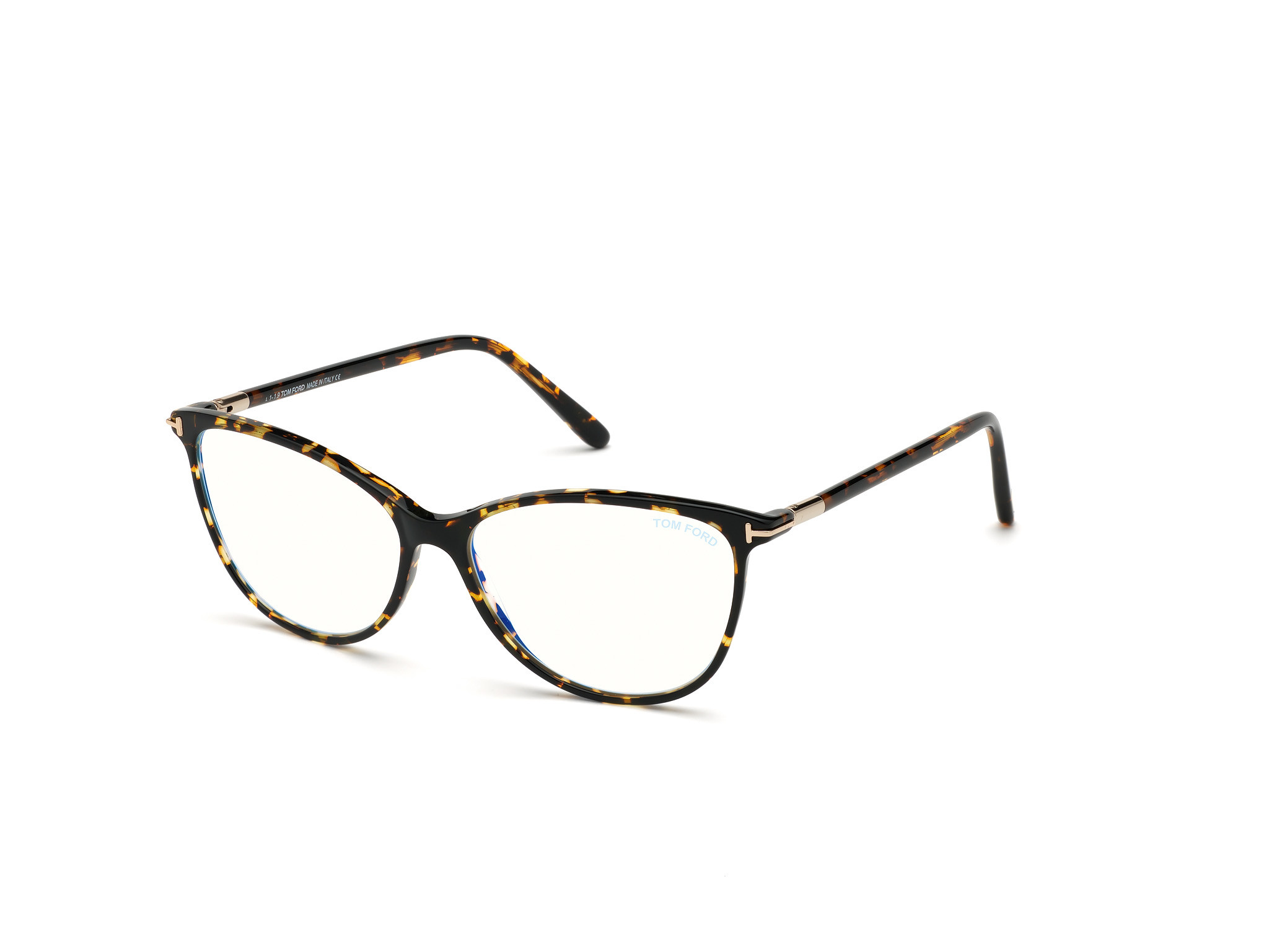 Shiny Dark Havana W. Shiny Rose Gold Details/ Blue Block Lenses