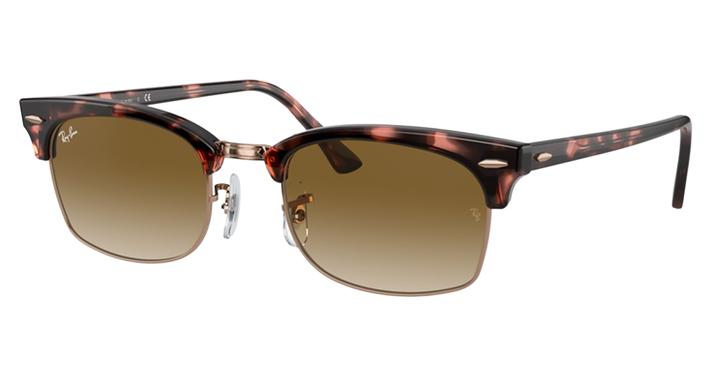 Ray-Ban RB3916 CLUBMASTER SQUARE square sunglasses in Pink Havana/Clear Gradient Brown