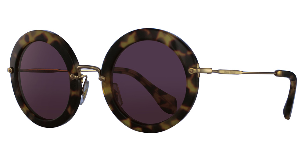 Miu Miu MU 13NS round sunglasses in Yellow Havana/Bordeaux