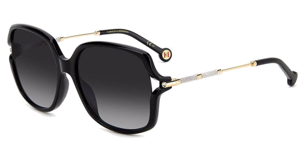 Carolina Herrera HER 0132/G/S square sunglasses in Black/Dark Grey Shaded