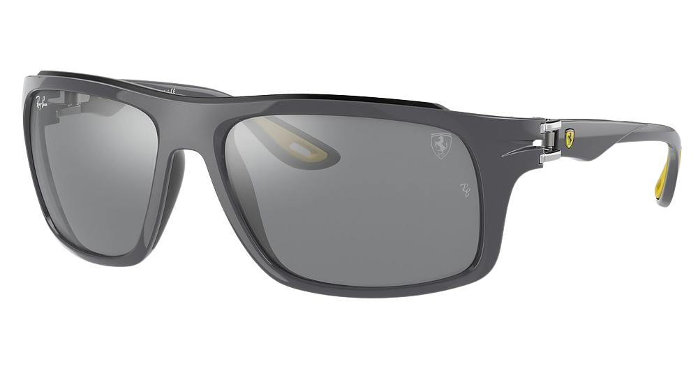 Ray-Ban RB4364M rectangle sunglasses in Grey/Grey Mirror Silver
