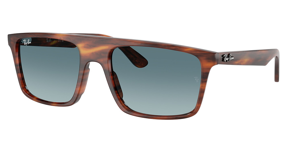 Ray-Ban RB2222 square sunglasses in Striped Havana/Blue Gradient Grey