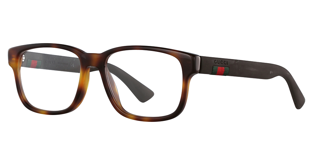 Gucci GG0011O rectangle eyeglasses in Avana Brown Transparent
