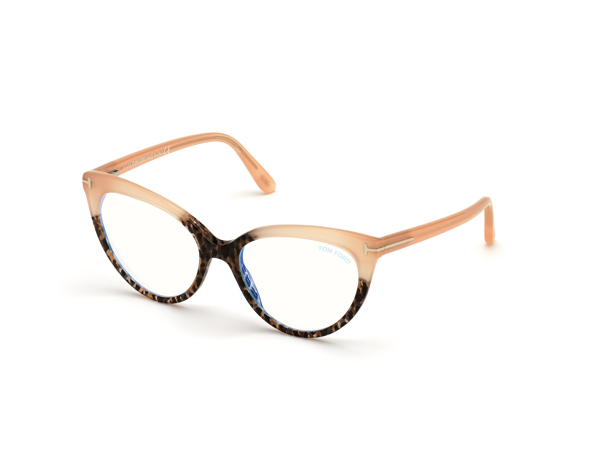 Shiny Coral To Pink Leopard/ Blue Block Lenses