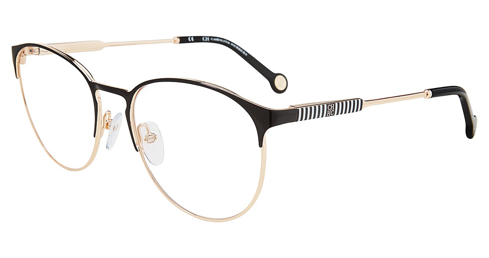 Carolina Herrera VHE136K round eyeglasses in Black Gold 0301