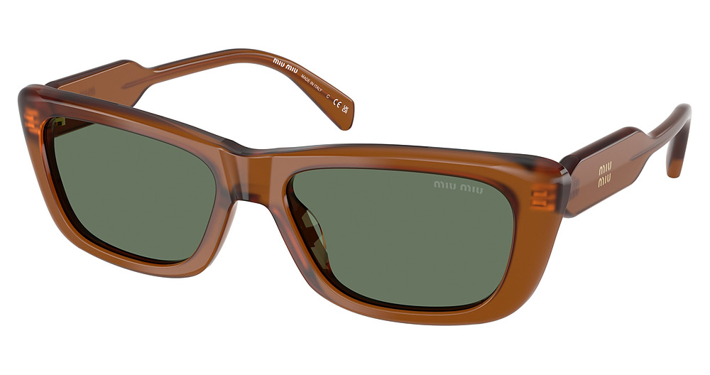 Miu Miu MU B12S rectangle sunglasses in Amber/Dark Green