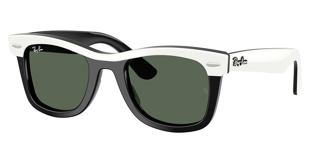 Ray-Ban RJ9140S round sunglasses in White on Black/Dark Green