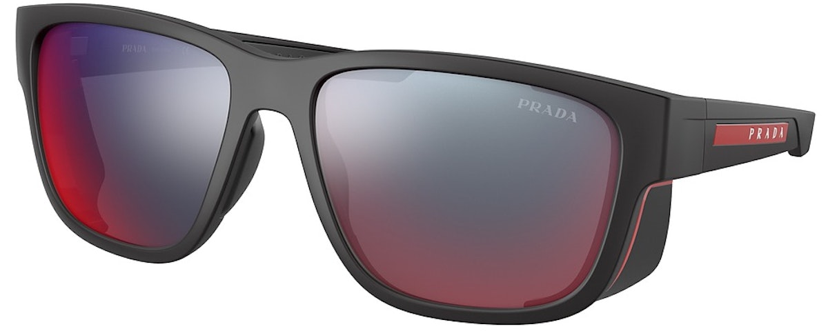 BLACK RUBBER / DARK GREY MIRROR BLUE/RED