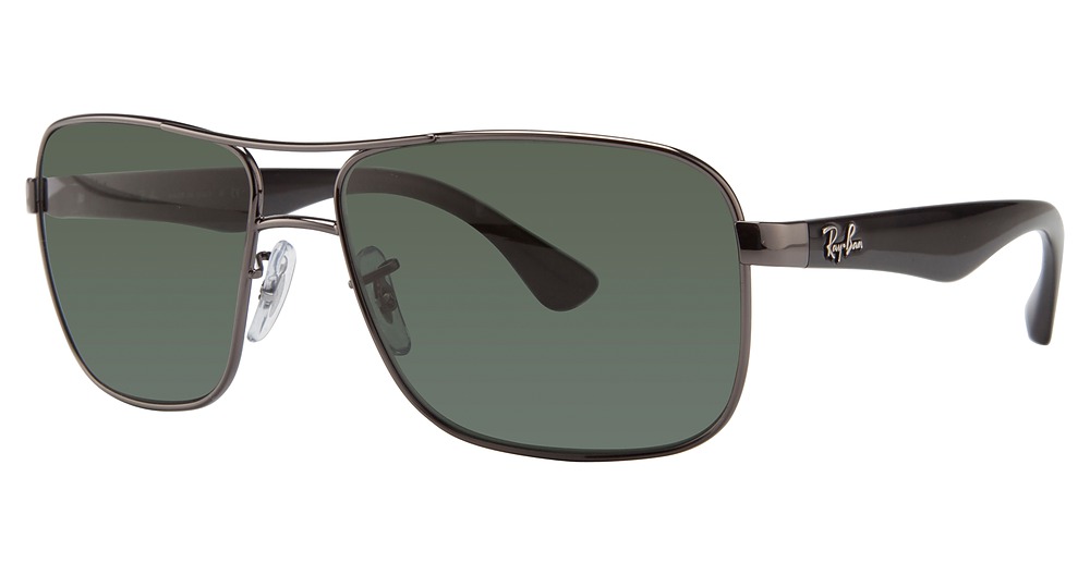 Ray-Ban RB3516 aviator sunglasses in Gunmetal/Green