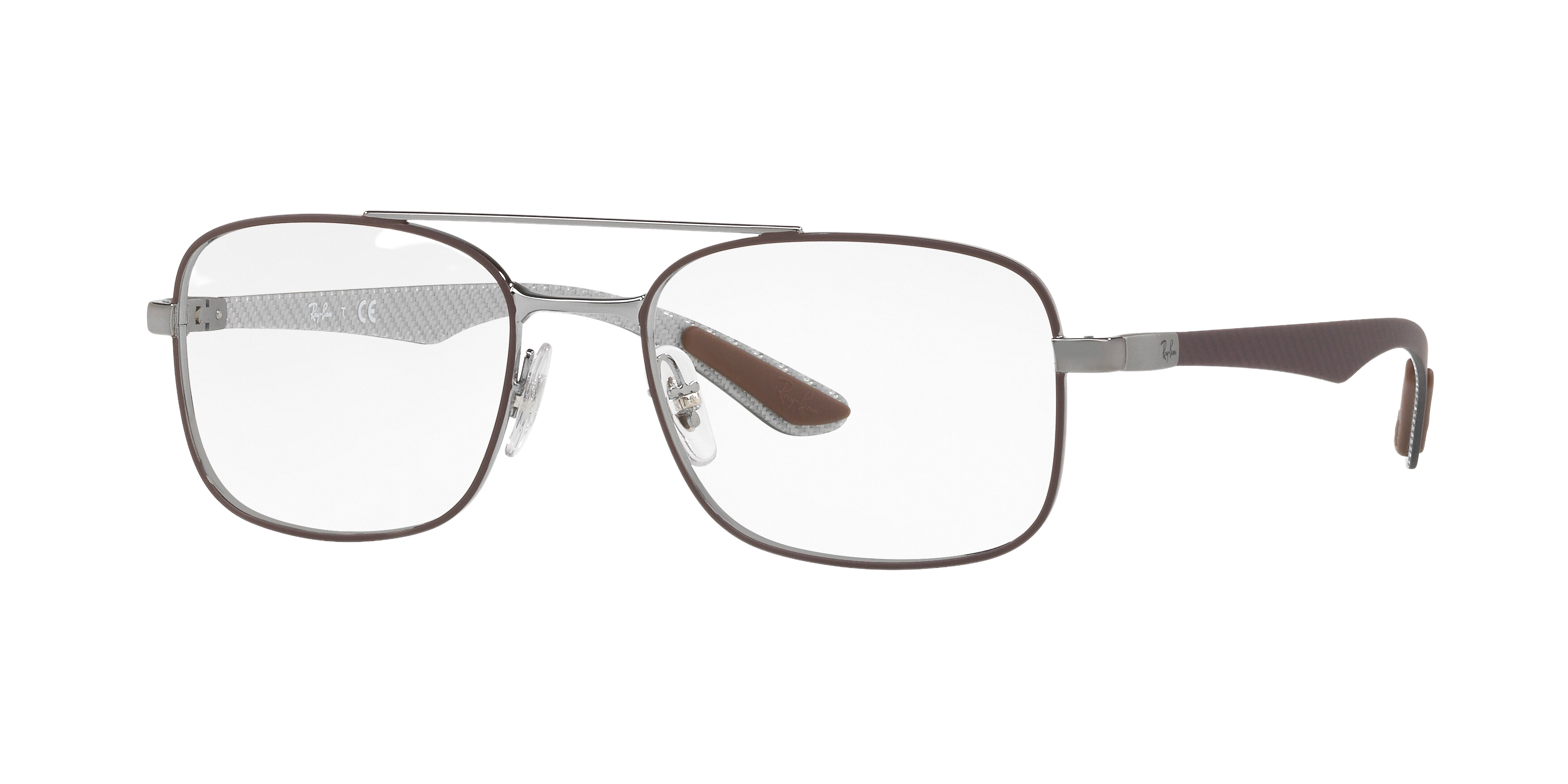 Ray-Ban RX8417 square eyeglasses in Gunmetal on Matte Brown