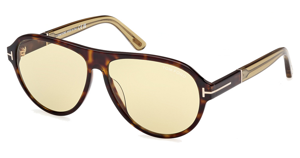 Tom Ford FT1080 aviator sunglasses in Dark Havana/Green