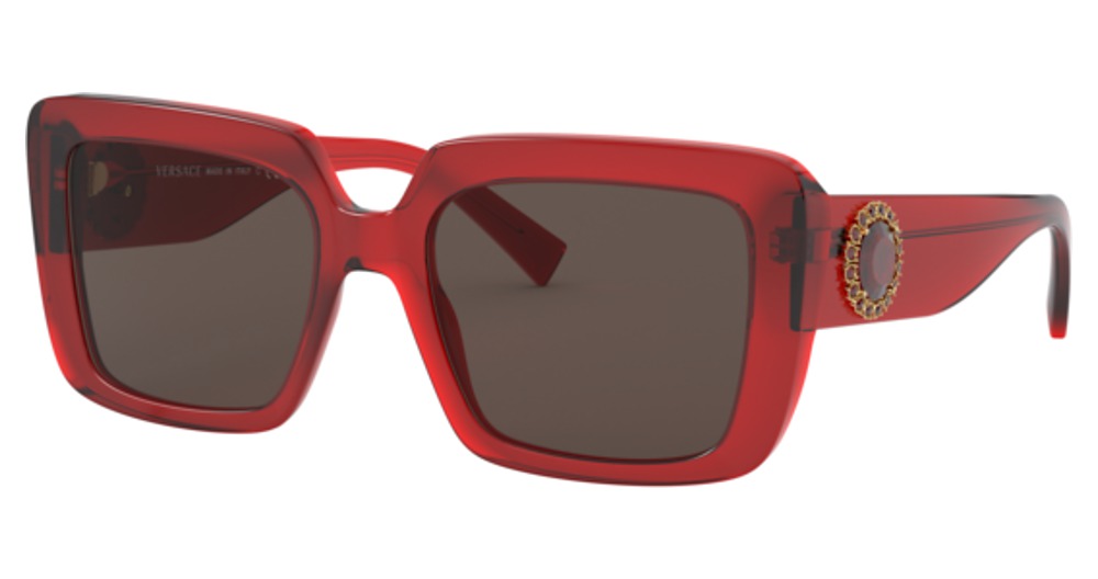TRANSPARENT RED / DARK BROWN