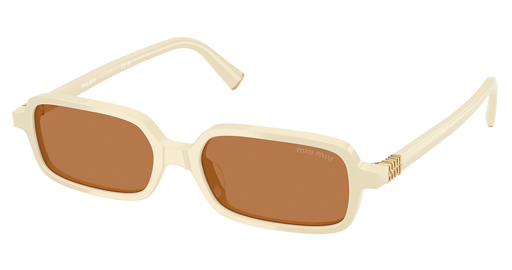 Miu Miu MU 11ZSF rectangle sunglasses in Milk/Brown
