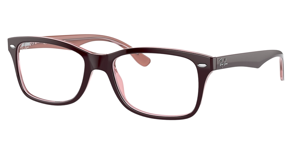 Ray-Ban RX5228 rectangle eyeglasses in Brown on Trasparent Pink