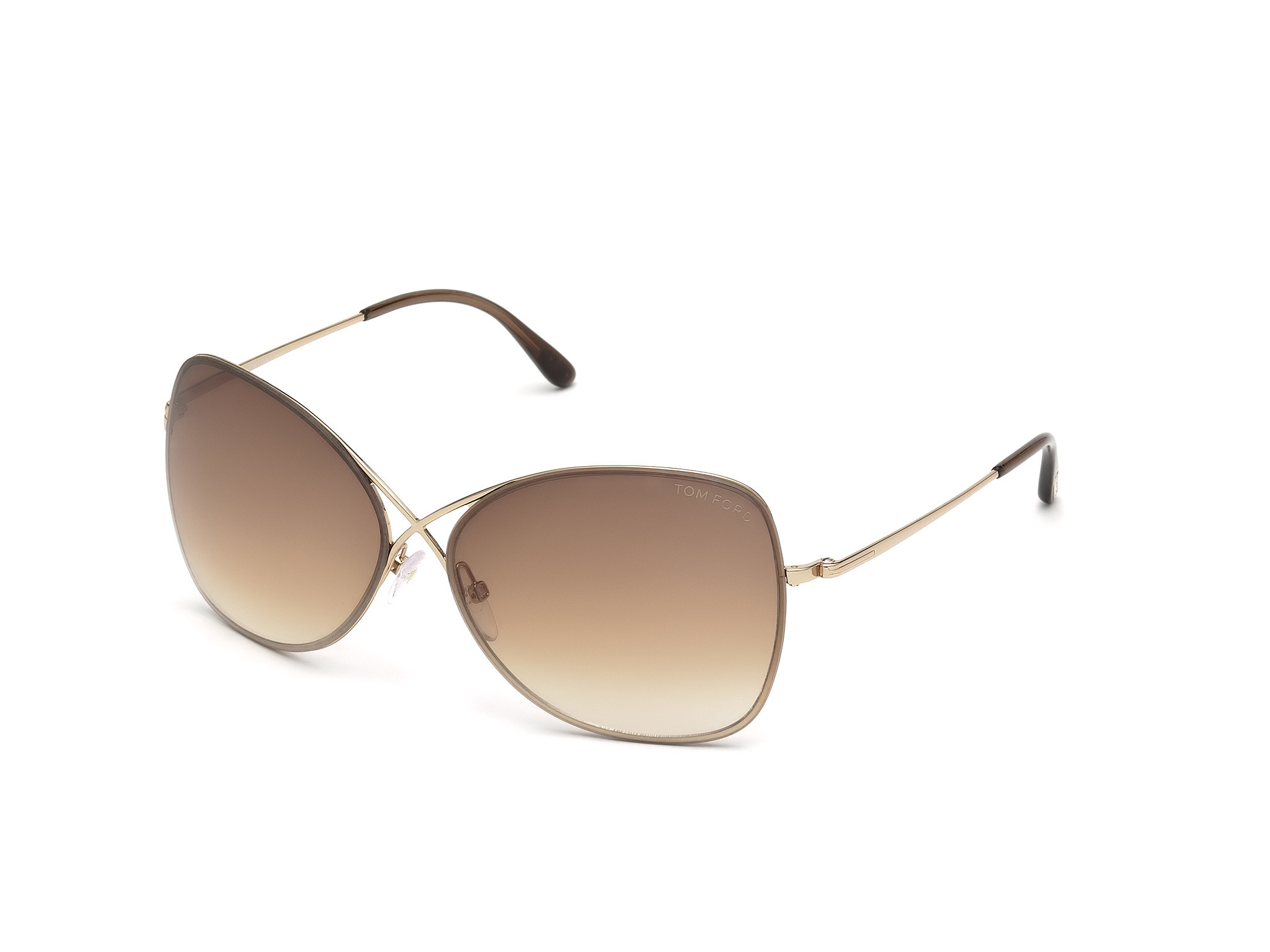 Shiny Rose Gold, Dark Brown Temple Tips / Gradient Brown Lenses