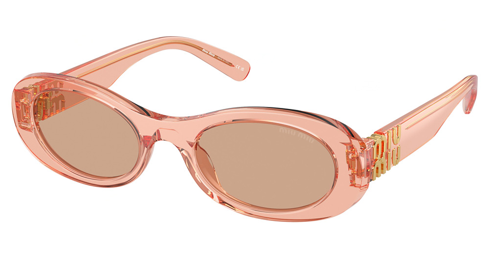 Miu Miu MU 06ZS round sunglasses in Noisette Transparent/Dark Brown