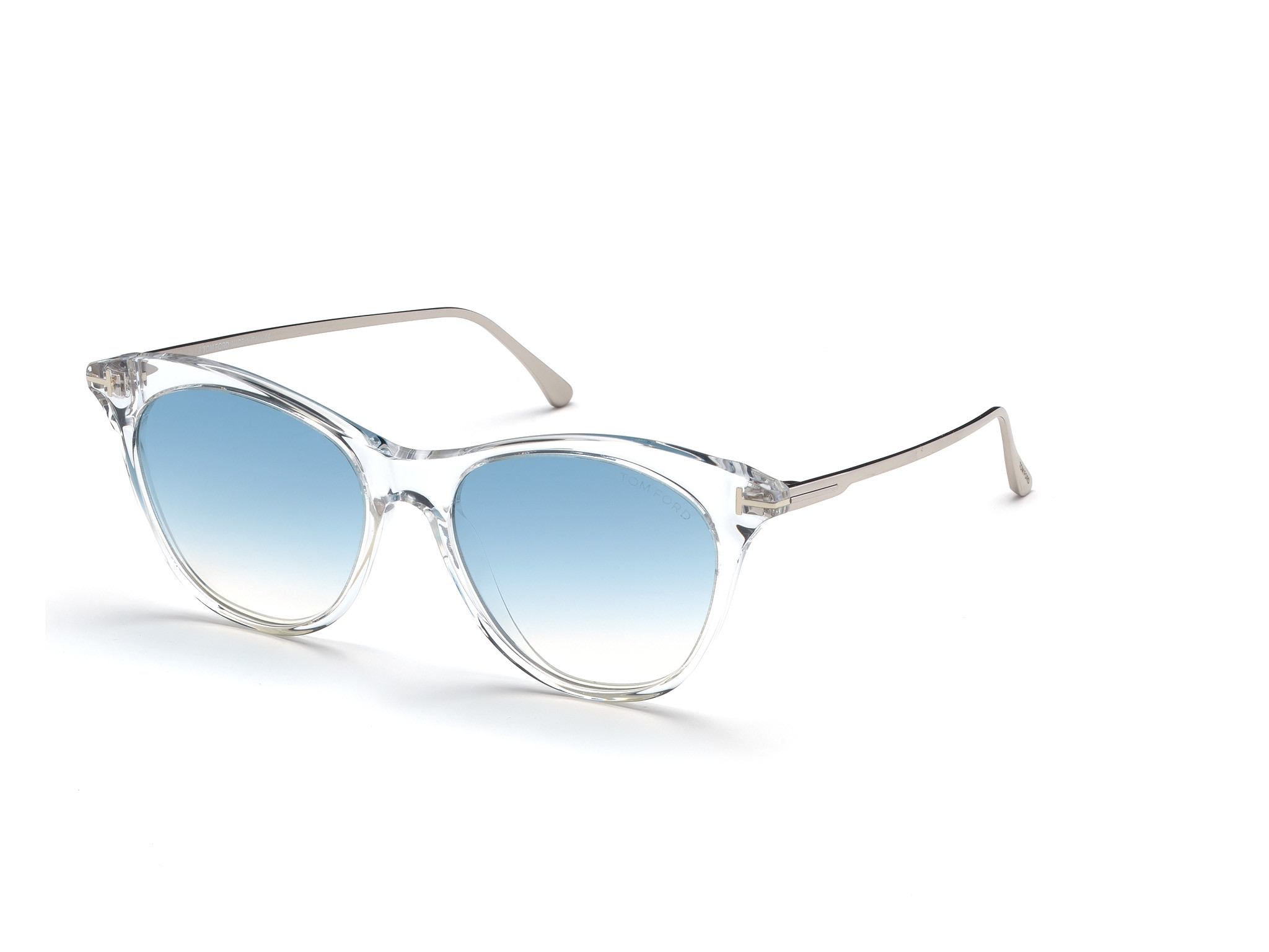 Tom Ford FT0662 Micaela cateye sunglasses in Shiny Crystal, Shiny Palladium