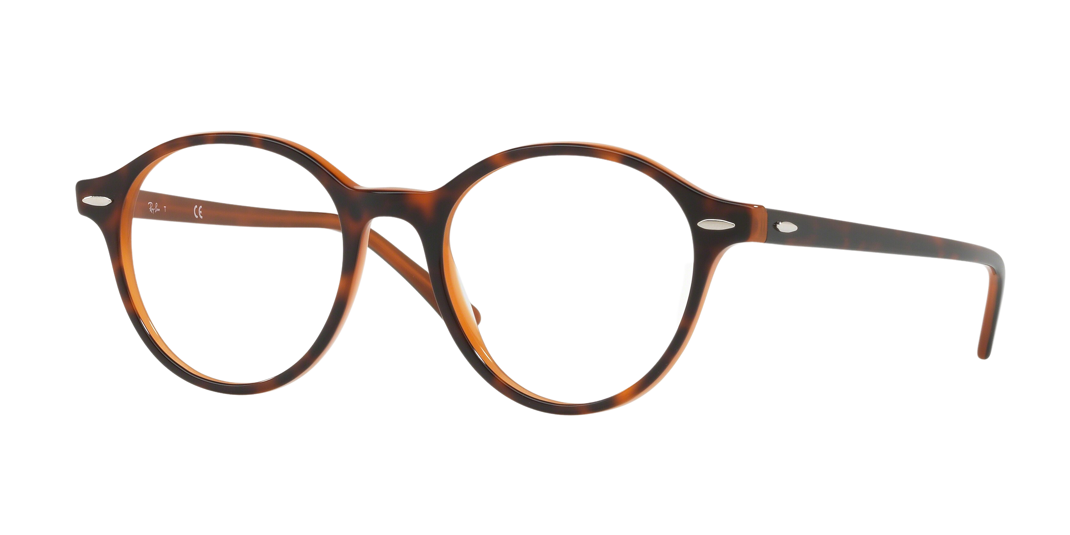 Ray-Ban RX7118 round eyeglasses in Top Havana on Light Brown