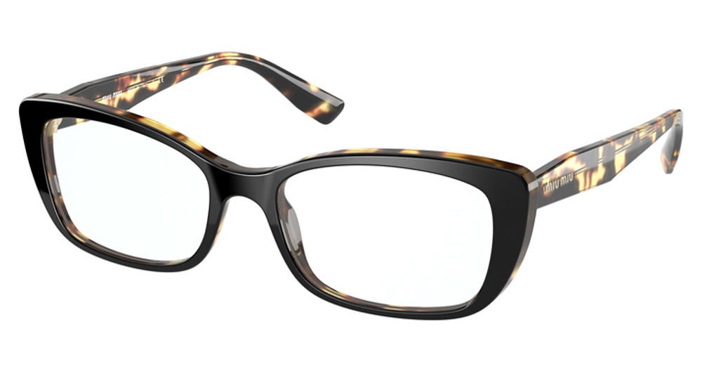 Miu Miu MU 07TVA cateye eyeglasses in Light Havana/Top Black