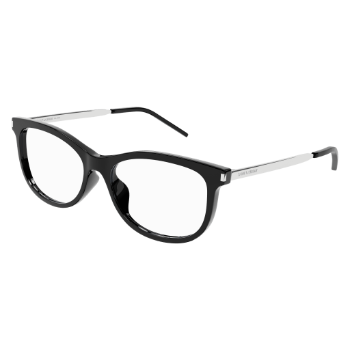 Saint Laurent SL 513 round eyeglasses in Black Silver Transparent