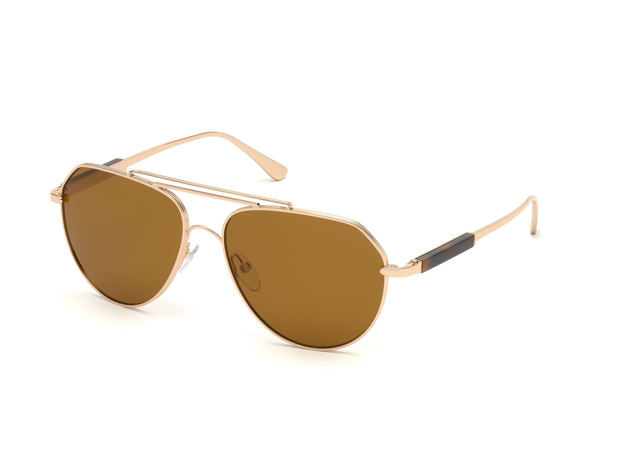 Tom Ford FT0670 Andes aviator sunglasses in Rose Gold, Shiny Classic Havana