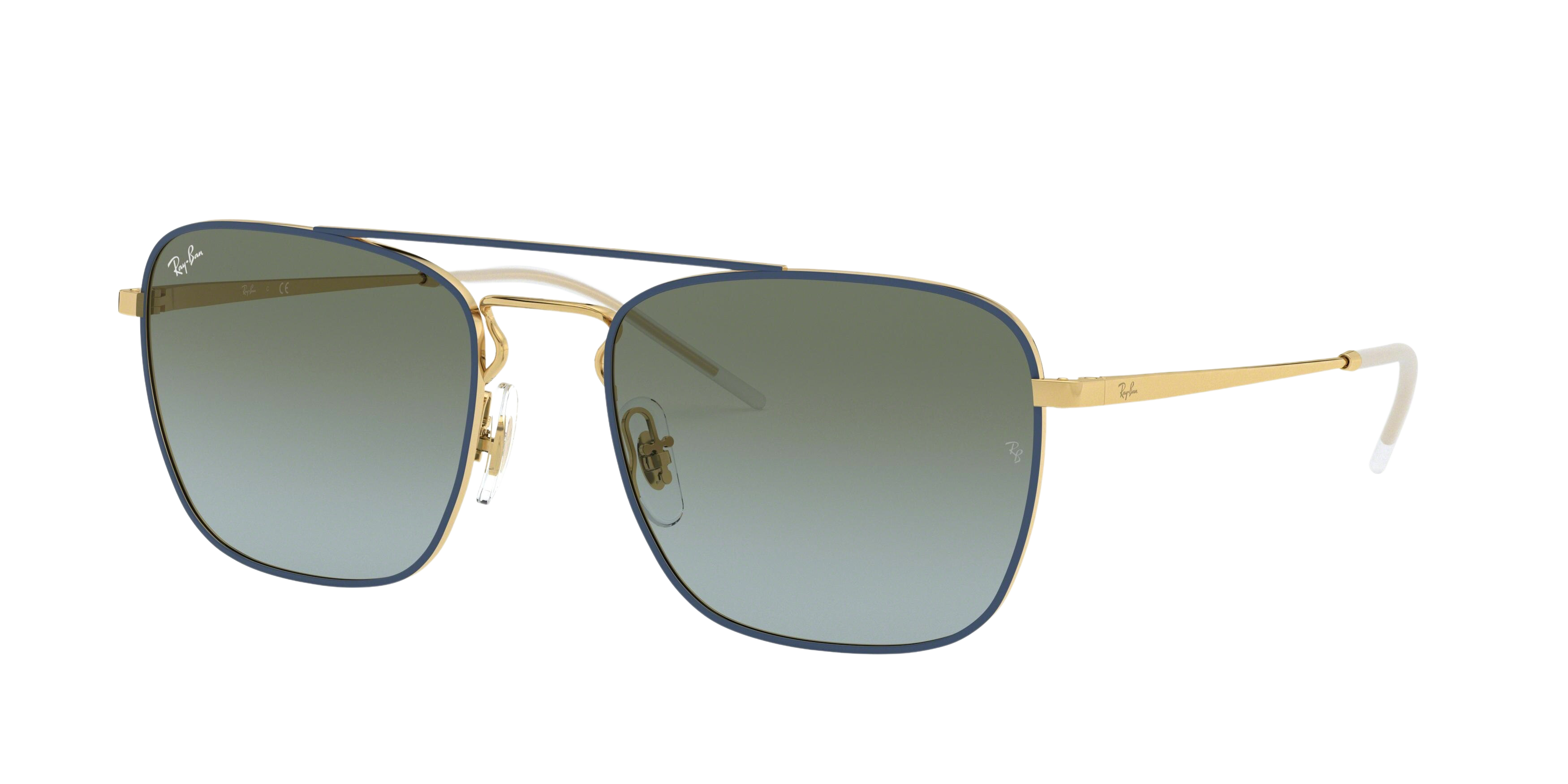 Ray-Ban RB3588 square sunglasses in Gold Top on Blue