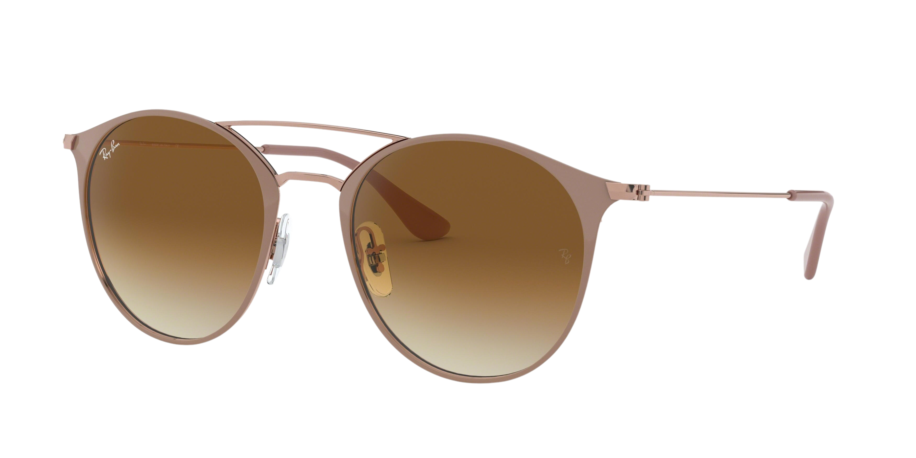 Ray-Ban RB3546 round sunglasses in Copper Top on Beige