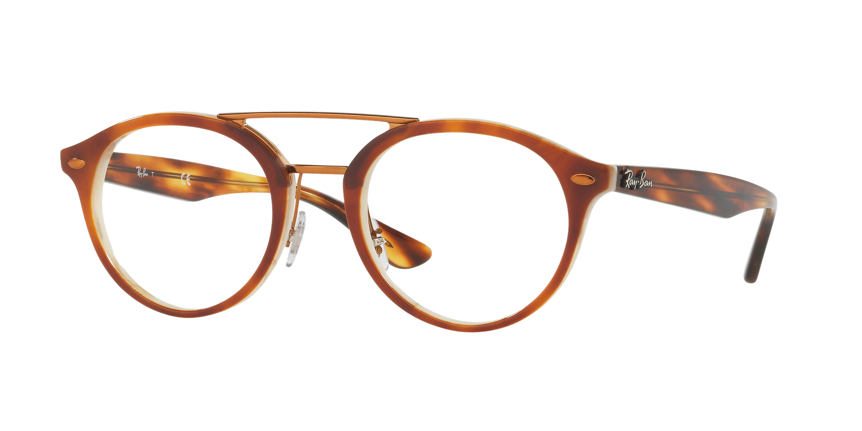 Ray-Ban RX5354 square eyeglasses in Top Havana Brown/Horn Beige