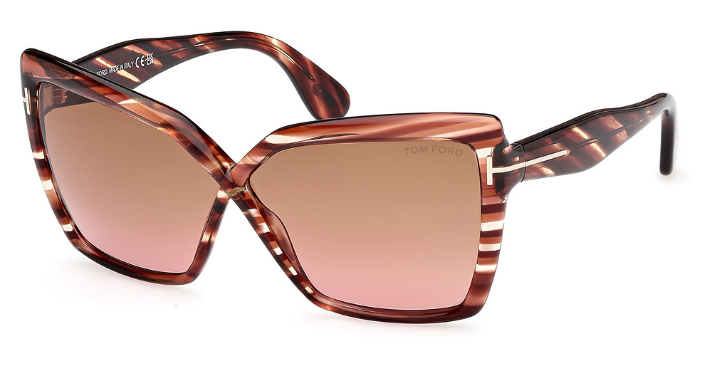 Tom Ford FT1195 irregular sunglasses in Red Havana/Gradient Brown