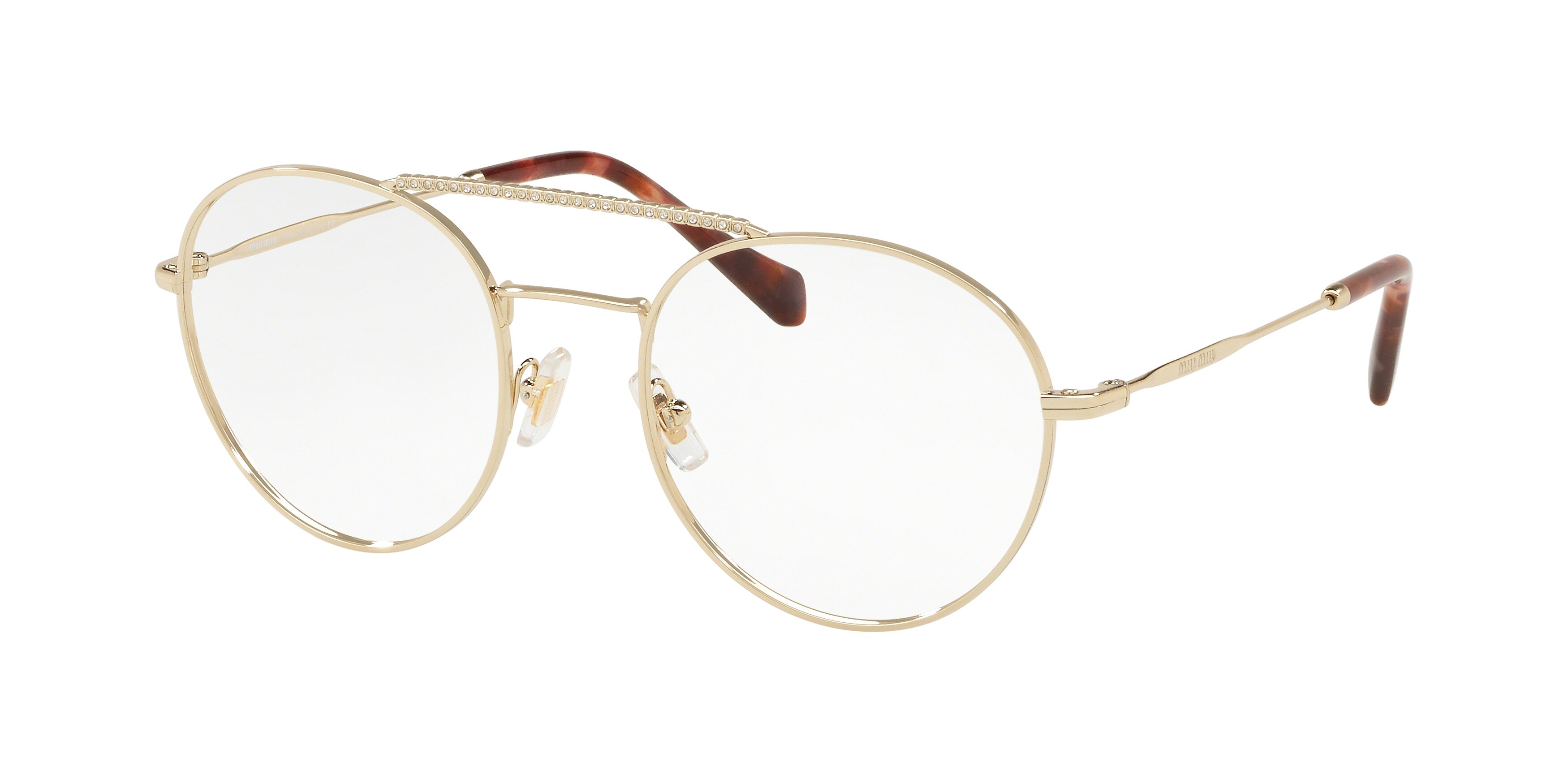 Miu Miu MU 51RV round eyeglasses in Pale Gold