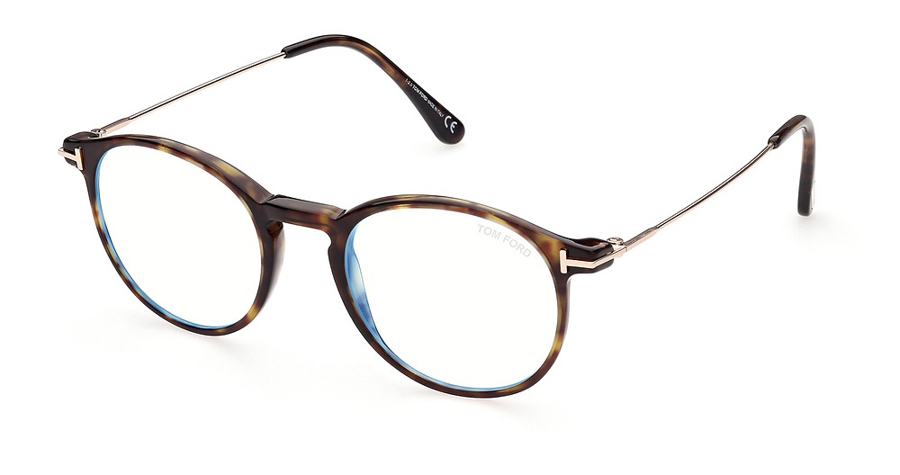 Tom Ford FT5759-B round eyeglasses in Dark Havana