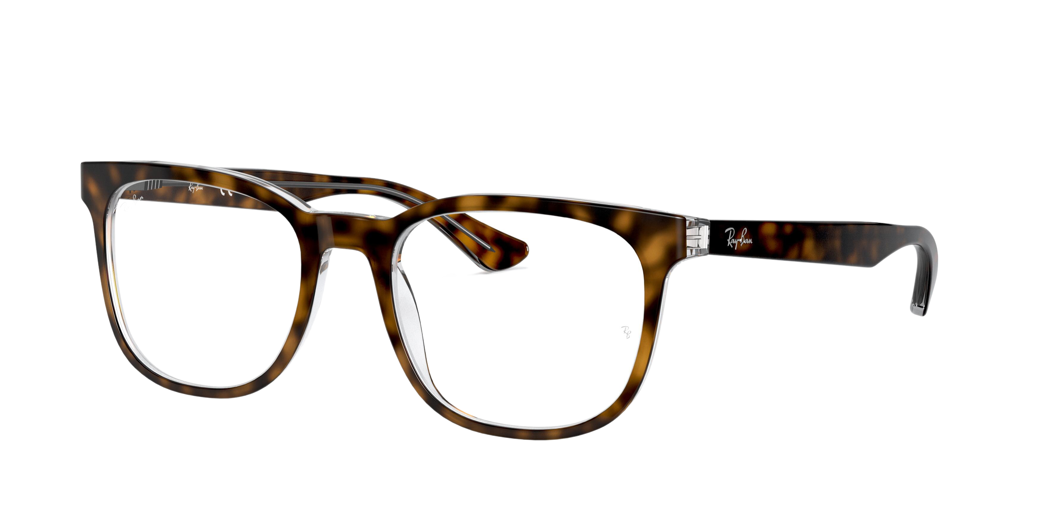 Ray-Ban RX5369F square eyeglasses in Top Havana on Transparent