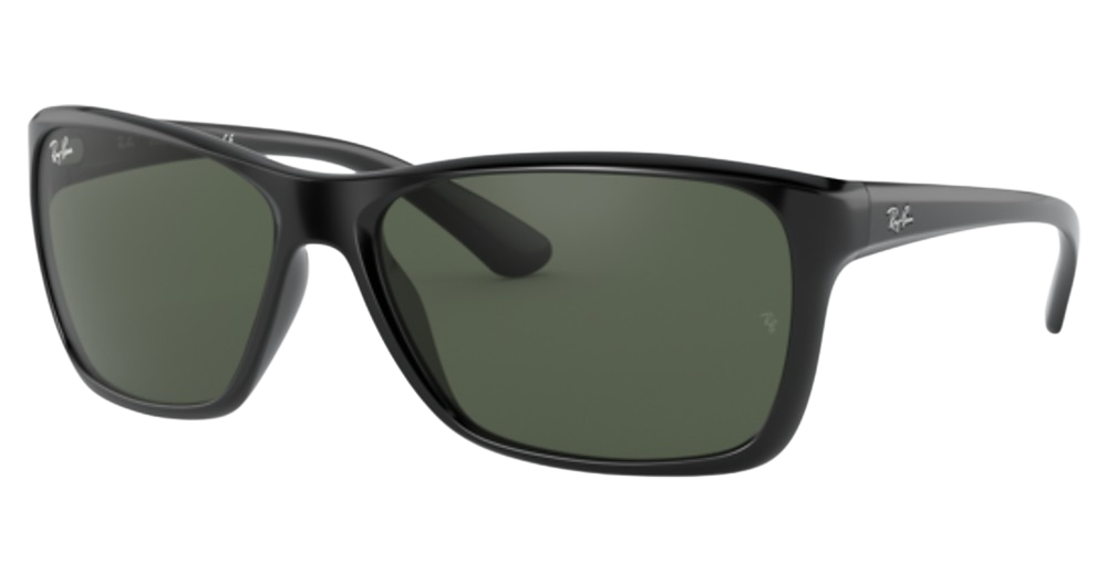 Ray-Ban RB4331 square sunglasses in Black/Dark Green