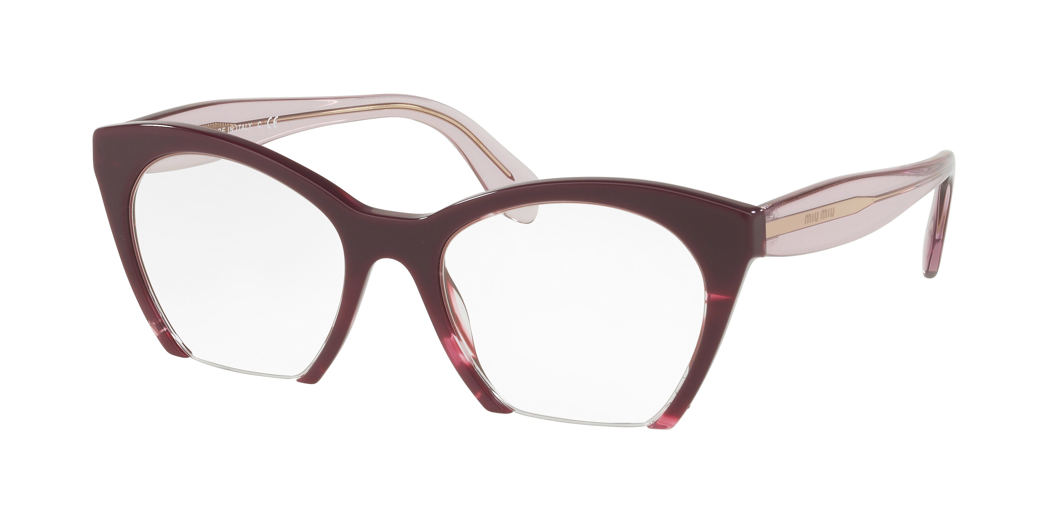 Miu Miu MU 03QV square eyeglasses in Violet/Transparent