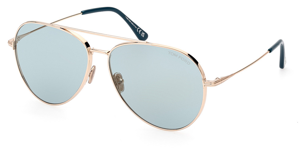 Tom Ford FT0996 aviator sunglasses in Shiny Rose Gold/Blue Mirror